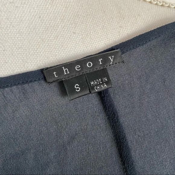 Theory • Navy Sheer With Black Lace Neckline Tank Top - Picture 5 of 5